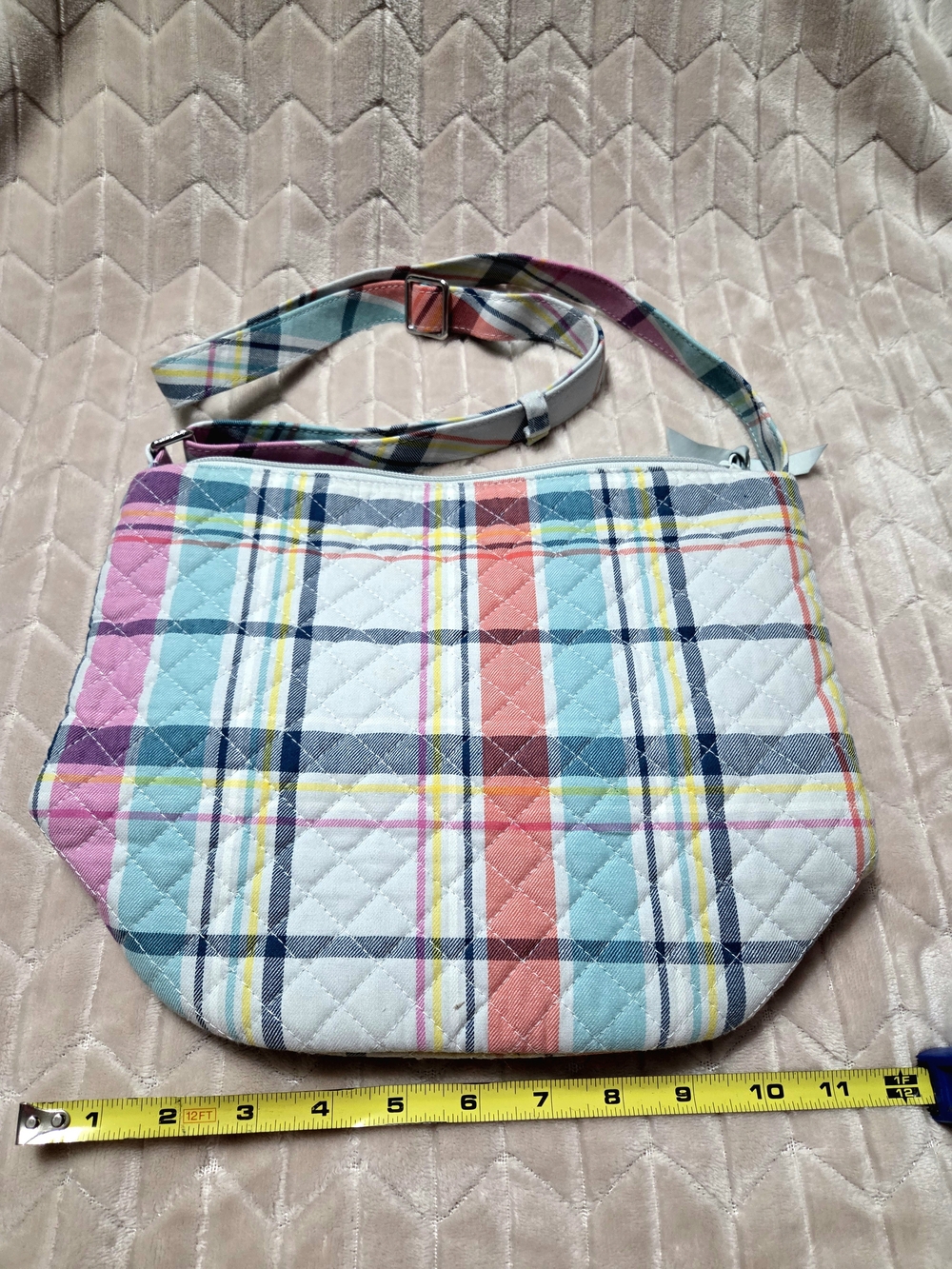 Vera Bradley Multicolor Plaid Quilted Bucket Style Crossbody
